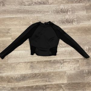 Black party top with mesh detail